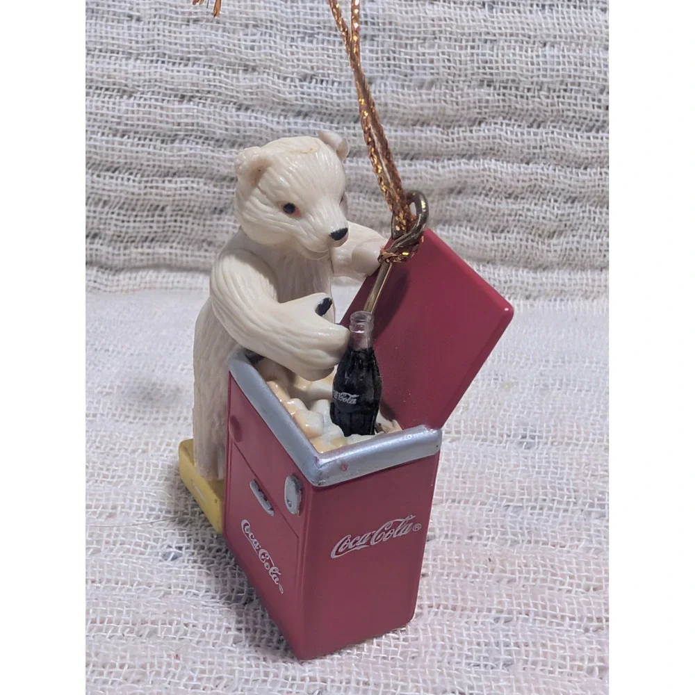 Vintage Coca Cola Polar Bear Ornaments Set 1998 2000 Christmas Decorations